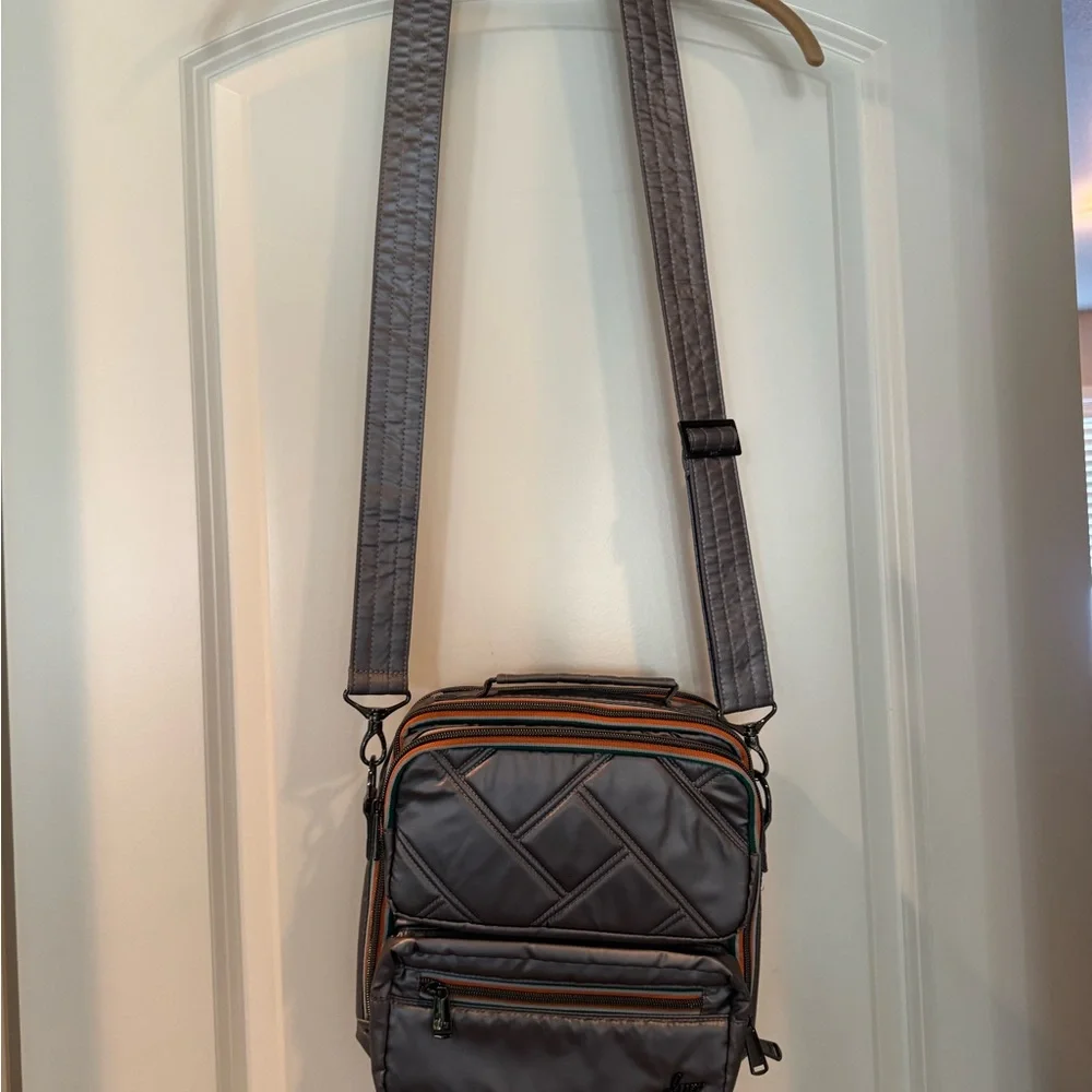 Lug- Crossbody with top handle. Like new! Gun metal metallic - Picture 2 of 5